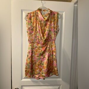 KARLIE Cowl Neck Romper Size S Mixed Pattern